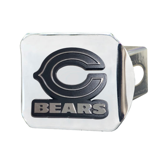 Chicago Bears Chrome Metal Hitch Cover with Chrome Metal 3D Emblem - Chicago Bears