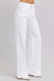 RISEN Full Size Tummy Control Double Button Wide Leg Jeans - Trendsi