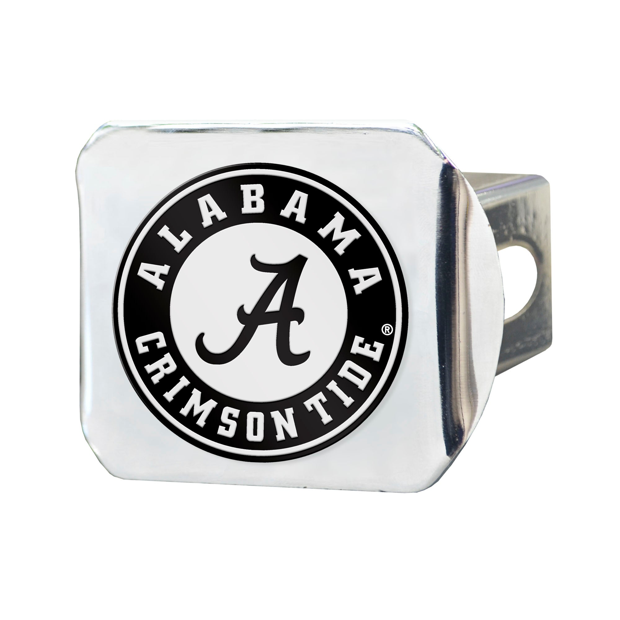 Alabama Crimson Tide Chrome Metal Hitch Cover with Chrome Metal 3D Emblem