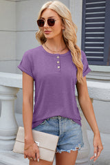 Round Neck Short Sleeve T-Shirt Trendsi