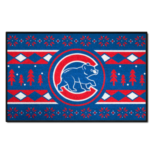 Chicago Cubs Holiday Sweater Starter Mat Accent Rug - 19in. x 30in.