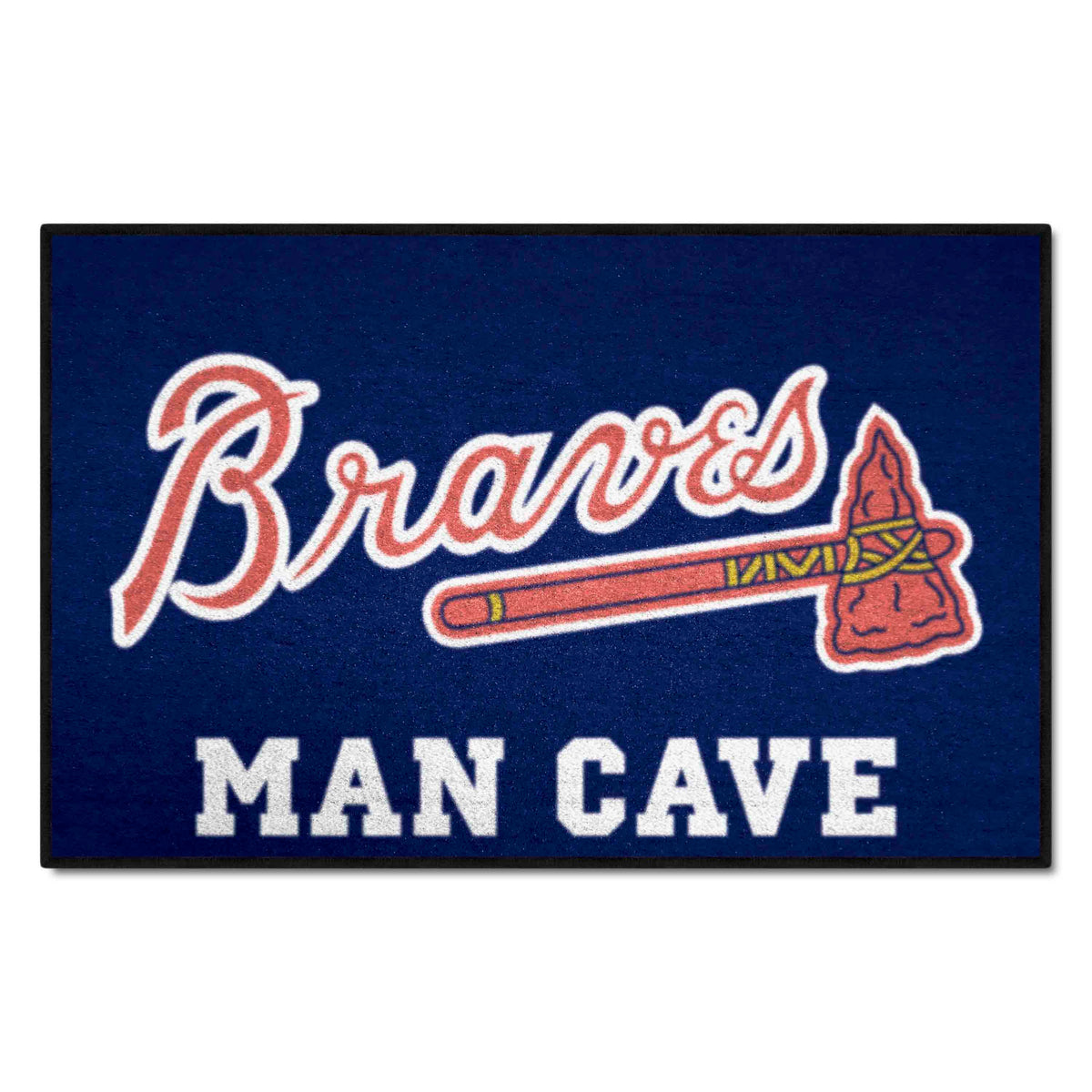 Atlanta Braves "Braves" Script Logo Man Cave Starter Mat Accent Rug - 19in. x 30in. - Atlanta Braves