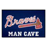 Atlanta Braves "Braves" Script Logo Man Cave Starter Mat Accent Rug - 19in. x 30in. - Atlanta Braves