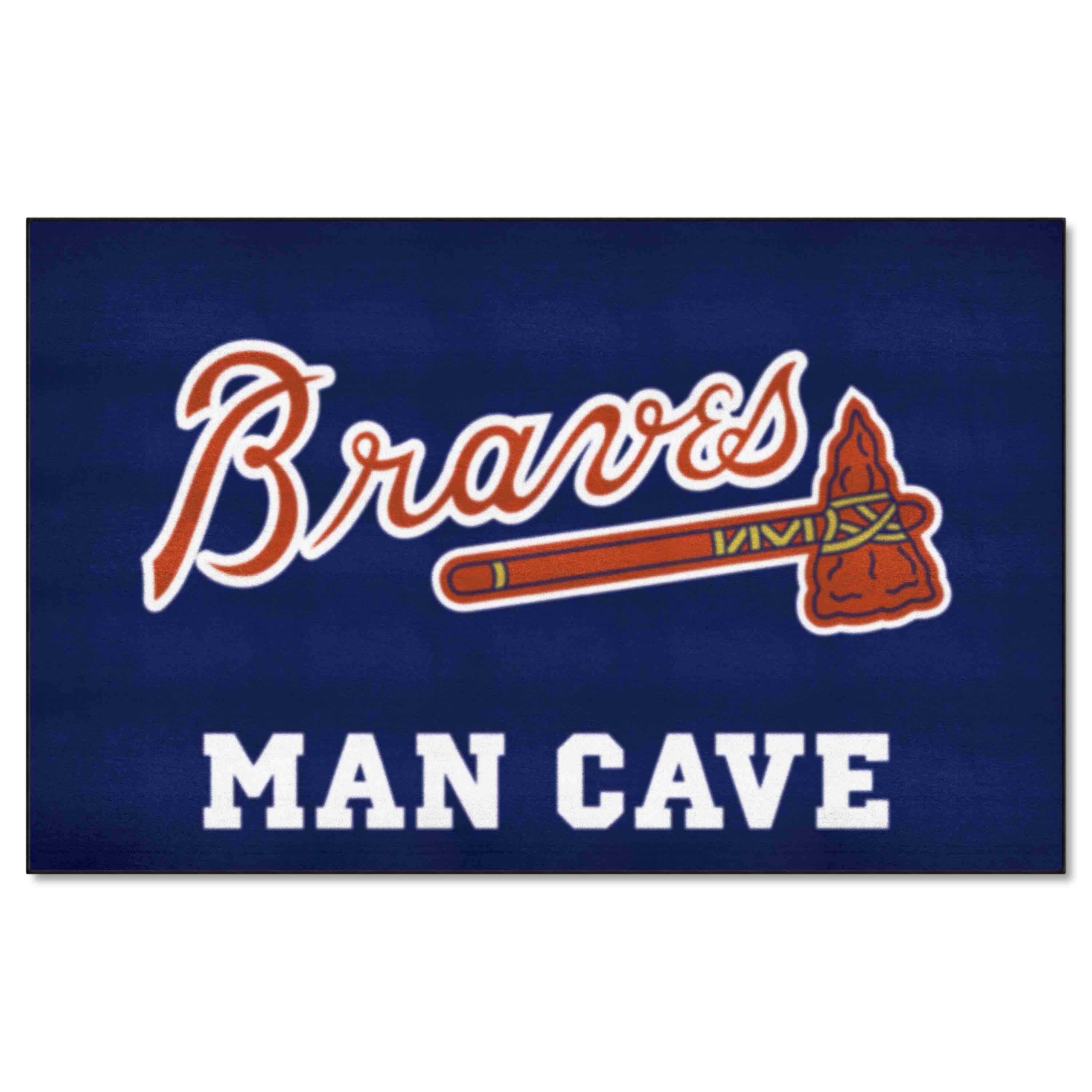 Atlanta Braves "Braves" Script Logo Man Cave Ulti-Mat Rug - 5ft. x 8ft.