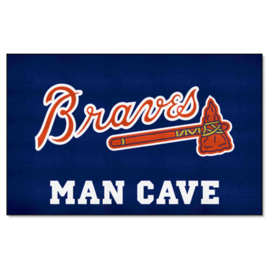 Atlanta Braves "Braves" Script Logo Man Cave Ulti-Mat Rug - 5ft. x 8ft.