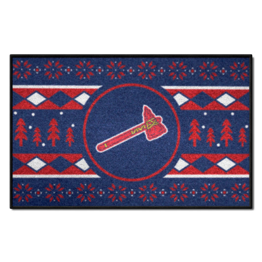 Atlanta Braves Holiday Sweater Starter Mat Accent Rug - 19in. x 30in.