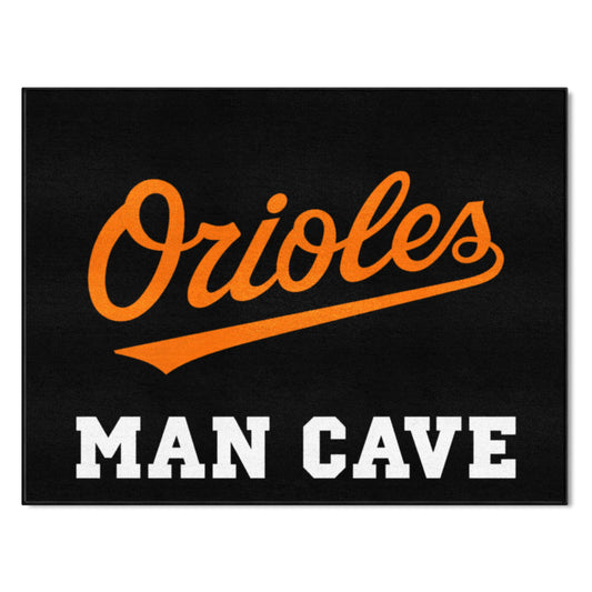 Baltimore Orioles Man Cave All-Star Rug - 34 in. x 42.5 in. "Orioles" Logo - Baltimore Orioles