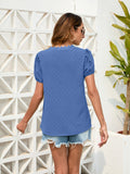 Swiss Dot Lace Detail V-Neck Blouse - Flyclothing LLC