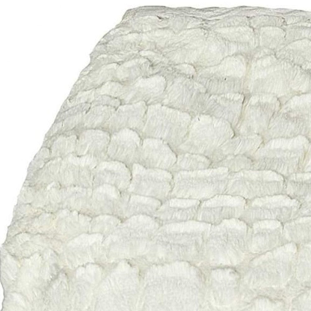 50" X 70" Ivory Faux Fur Plush Throw Blanket with Embroidery - Homeroots