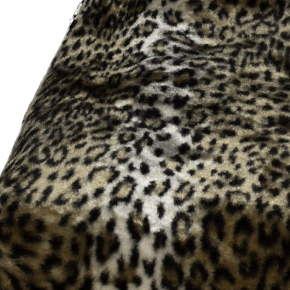 50" X 70" Ivory Black and Brown Faux Fur Animal Print Plush Throw Blanket with Embroidery - Homeroots