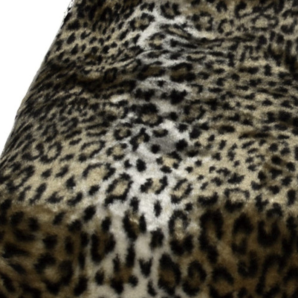 50" X 70" Ivory Black and Brown Faux Fur Animal Print Plush Throw Blanket with Embroidery - Homeroots