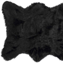 2' X 3' Black Faux Sheepskin Animal Print Washable Area Rug