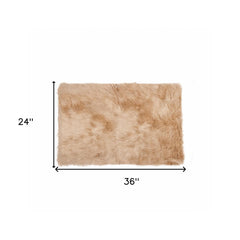 2' X 3' Tan Faux Fur Rectangular Area Rug