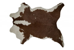 2' X 3' Brown and White Cowhide Hand Woven Area Rug