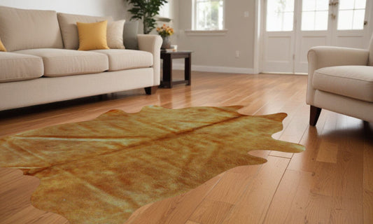 6' X 7' Golden Honey Exotic Cowhide Area Rug - Homeroots