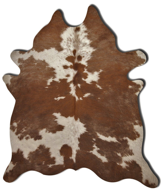 6' X 7' Brown and White Genuine Cowhide Area Rug