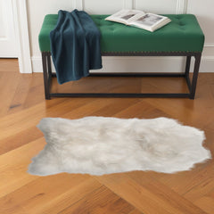 2' X 3' White Natural Wool Long-Haired Sheepskin Area Rug