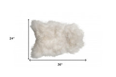 2' X 3' White Natural Wool Long-Haired Sheepskin Area Rug