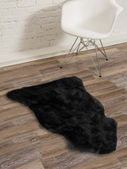 2' X 3' Black Shag Sheepskin Area Rug