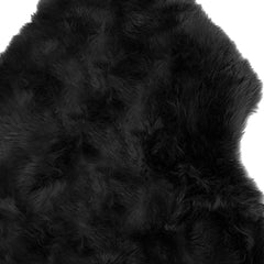 2' X 3' Black Shag Sheepskin Area Rug