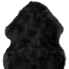 2' X 3' Black Shag Sheepskin Area Rug