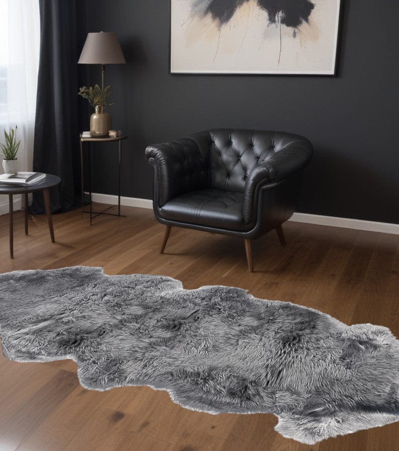 Grey Animal Print Area Rug