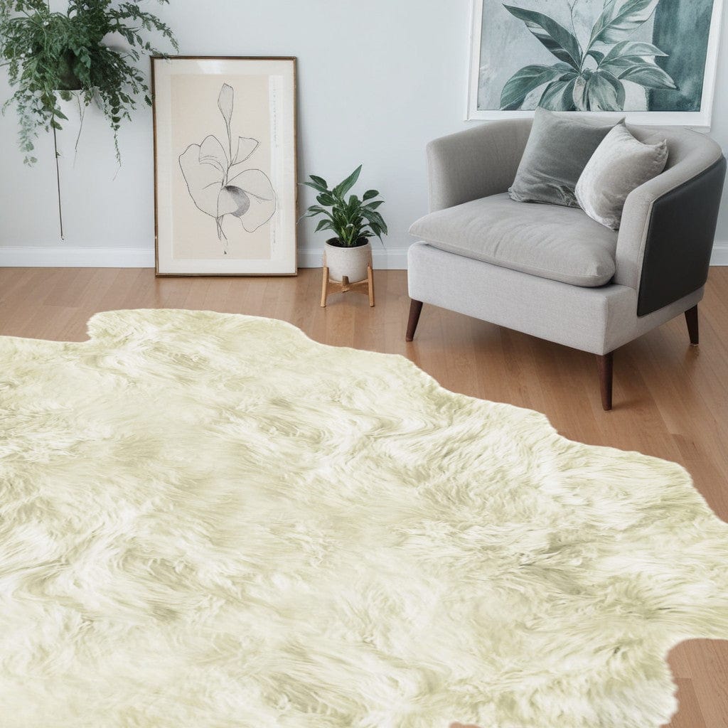 6' X 6' Natural Sheepskin Non Skid Area Rug - Homeroots