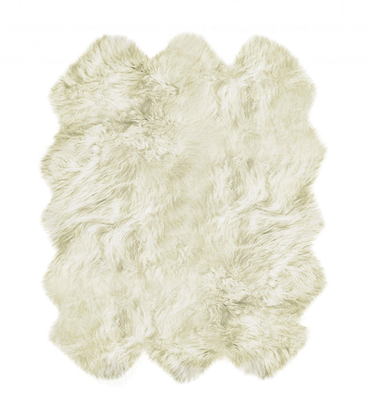 6' X 6' Natural Sheepskin Non Skid Area Rug - Homeroots