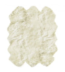 6' X 6' Natural Sheepskin Non Skid Area Rug - Homeroots