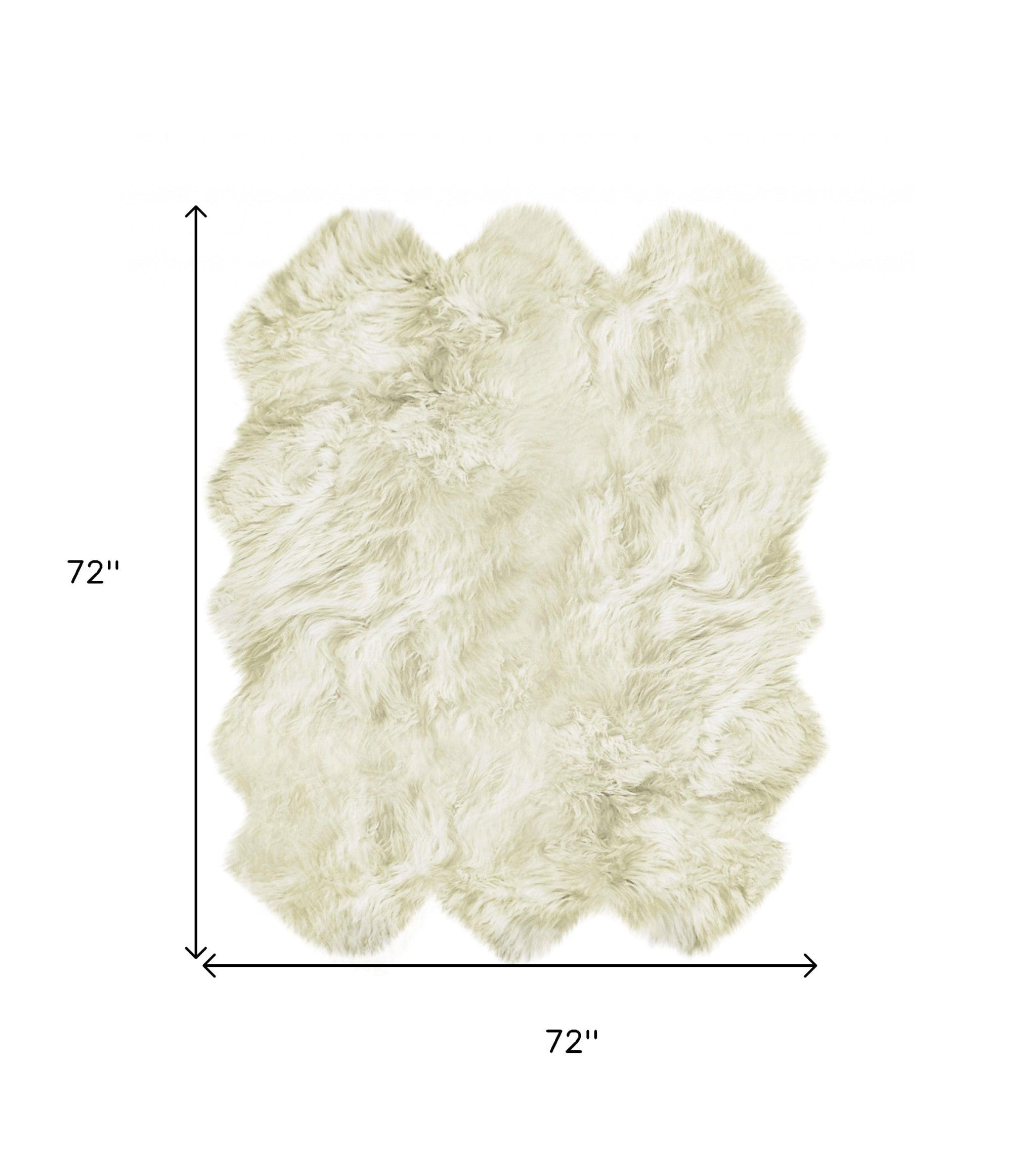 6' X 6' Natural Sheepskin Non Skid Area Rug - Homeroots