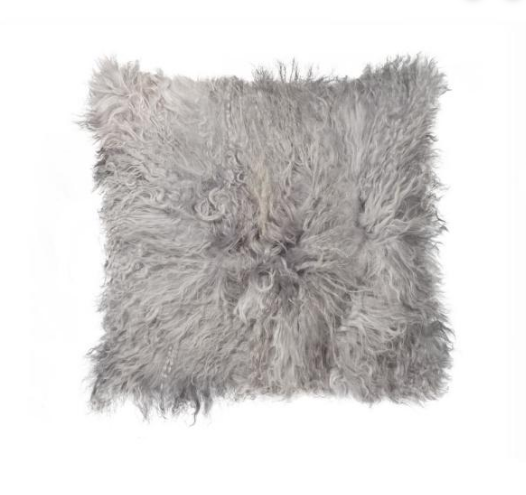 18" Gray Sheepskin Throw Pillow