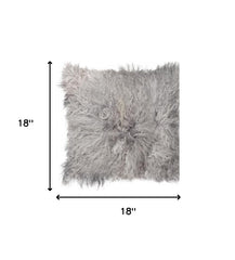 18" Gray Sheepskin Throw Pillow