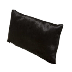 12" X 20" Black Cowhide Throw Pillow - Homeroots