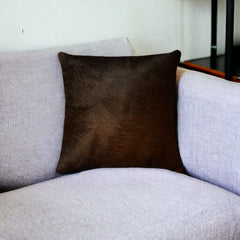 18" Chocolate Cowhide Throw Pillow