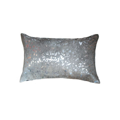 12" X 20" Gray Cowhide Throw Pillow