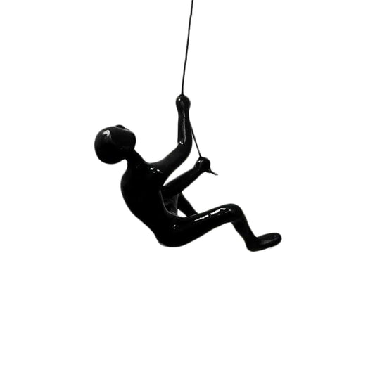 6" Black Unique Climbing Man With Rope Wall Art - Homeroots