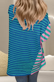 Striped Round Neck Half Sleeve T-Shirt Trendsi