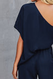 Single Shoulder Short Sleeve Jumpsuit - Flyclothing LLC