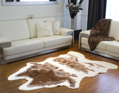 4' X 5' Brown and Ivory Faux Cowhide Animal Print Printed Area Rug - Homeroots