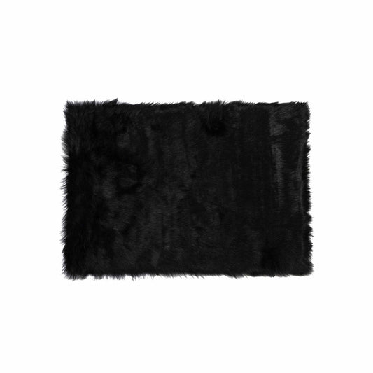 2' X 3' Black Faux Fur Animal Print Area Rug