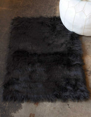 2' X 3' Black Faux Fur Animal Print Area Rug