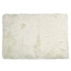 2' X 3' Off White Faux Fur Washable Area Rug