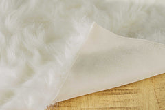 60" X 36" Off White Rectangular Faux Fur - Area Rug - Homeroots