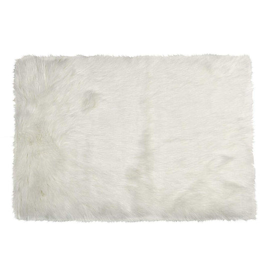 60" X 36" Off White Rectangular Faux Fur - Area Rug - Homeroots