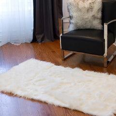 60" X 36" Off White Rectangular Faux Fur - Area Rug - Homeroots