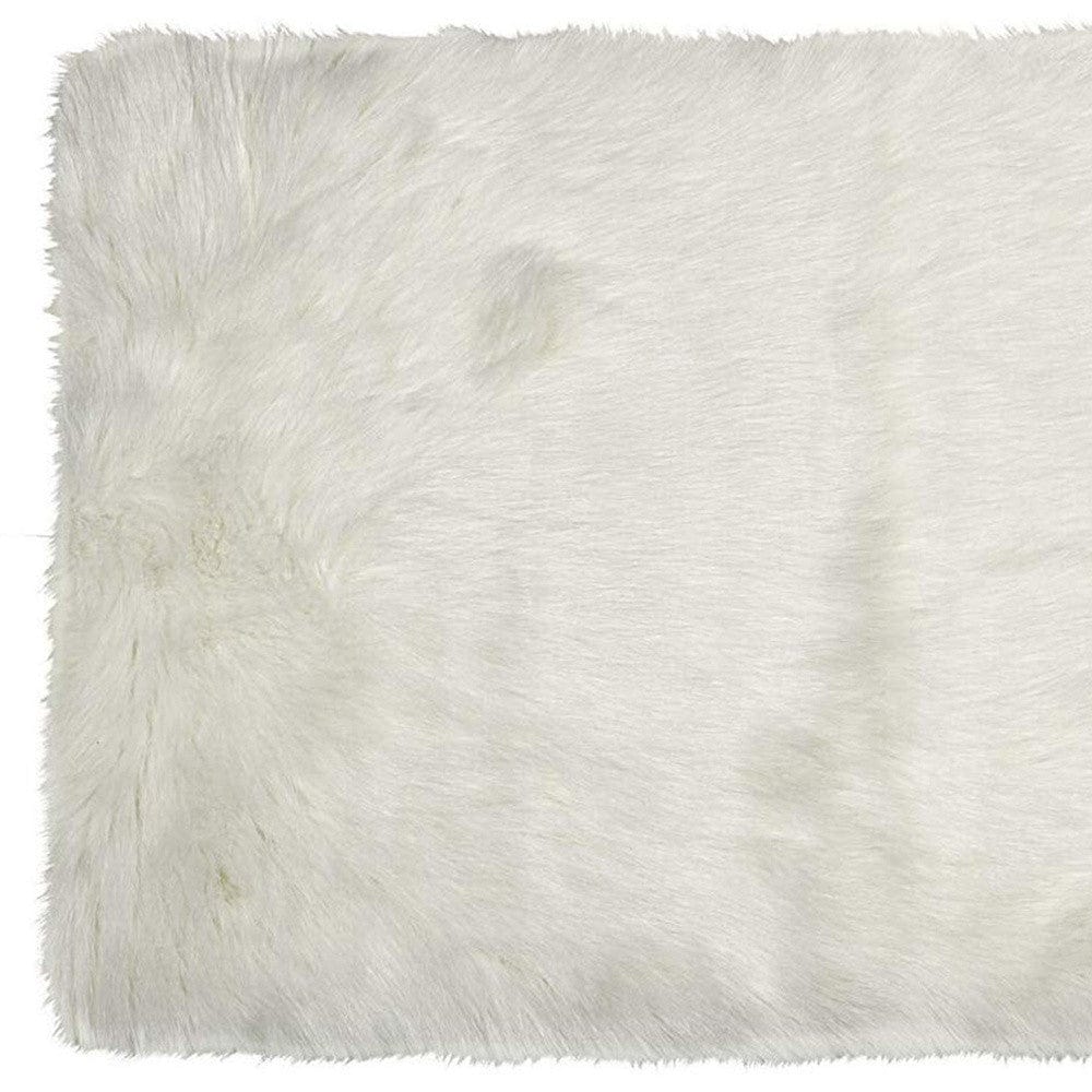 60" X 36" Off White Rectangular Faux Fur - Area Rug - Homeroots