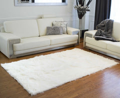 5' X 8' Off White Faux Fur Flokati Area Rug - Homeroots