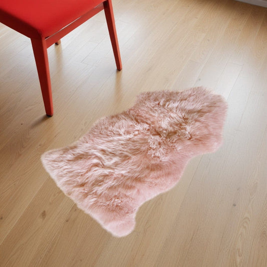 24" X 36" X 1.5" Pink Single Sheepskin - Area Rug - Homeroots