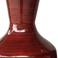 30" Red Lacquer Spun Bamboo Floor Vase