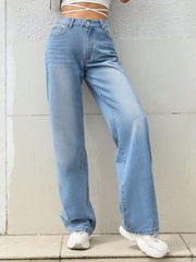 Mid Rise Wide Leg Jeans - Trendsi